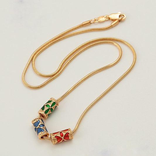 Pretty Gold Chain with Cylindrical Pendants