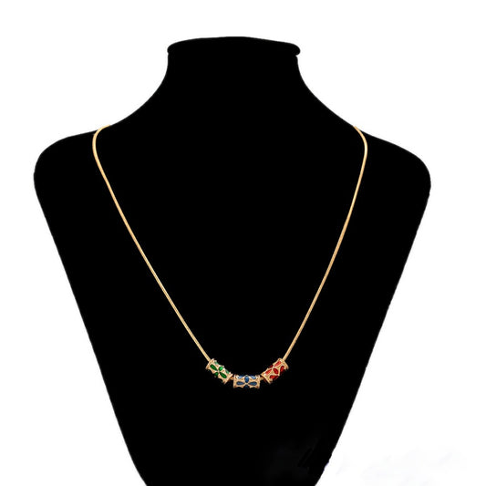 Pretty Gold Chain with Cylindrical Pendants