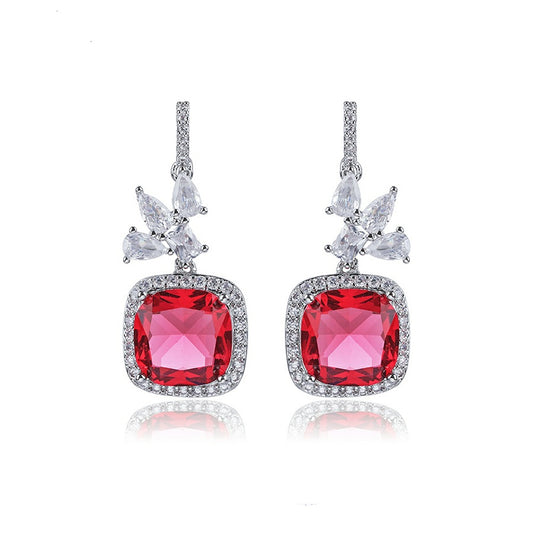 Stunning Ruby Emerald Silver Earring
