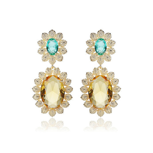 Stunning Yellow Blue Crystal Earring
