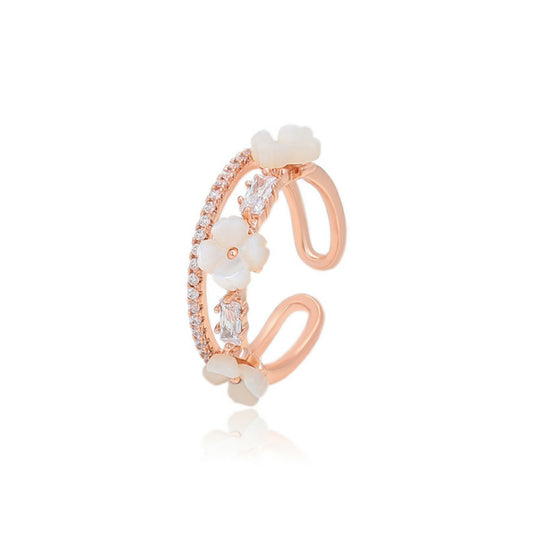 Cute Mother of Pearl Flower Ring