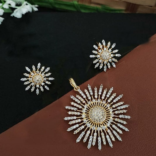 Stunning White Stone Pendant Earring Set